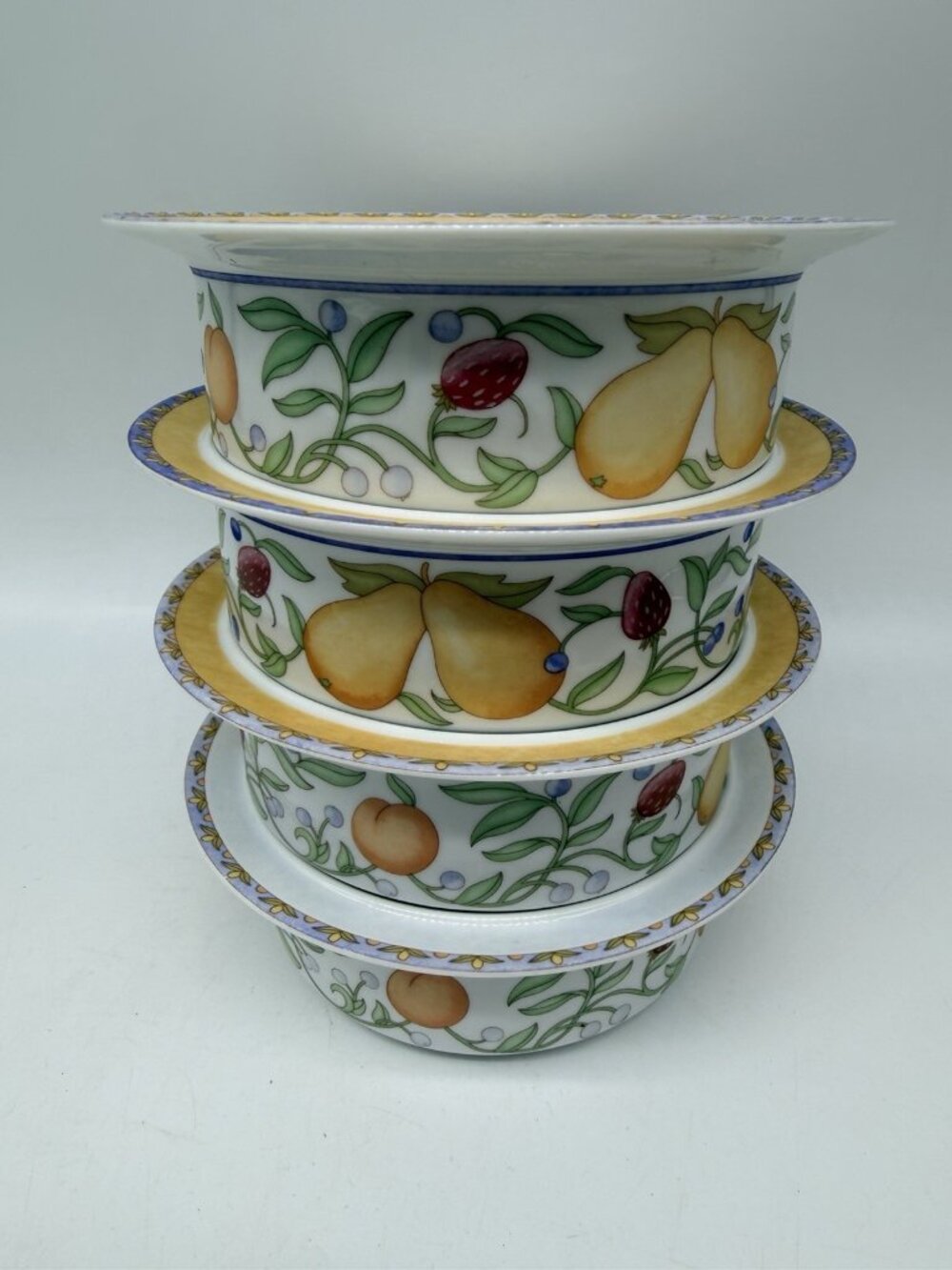 Dansk Fiancé Fruit Cereal Bowl Set Of 4 Orange Rim (3) 1 White SEE